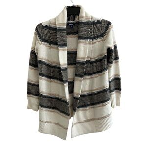 Old Navy Cozy Cardigan Sweater Striped Fair Isle Open Front Size S Marshmallow